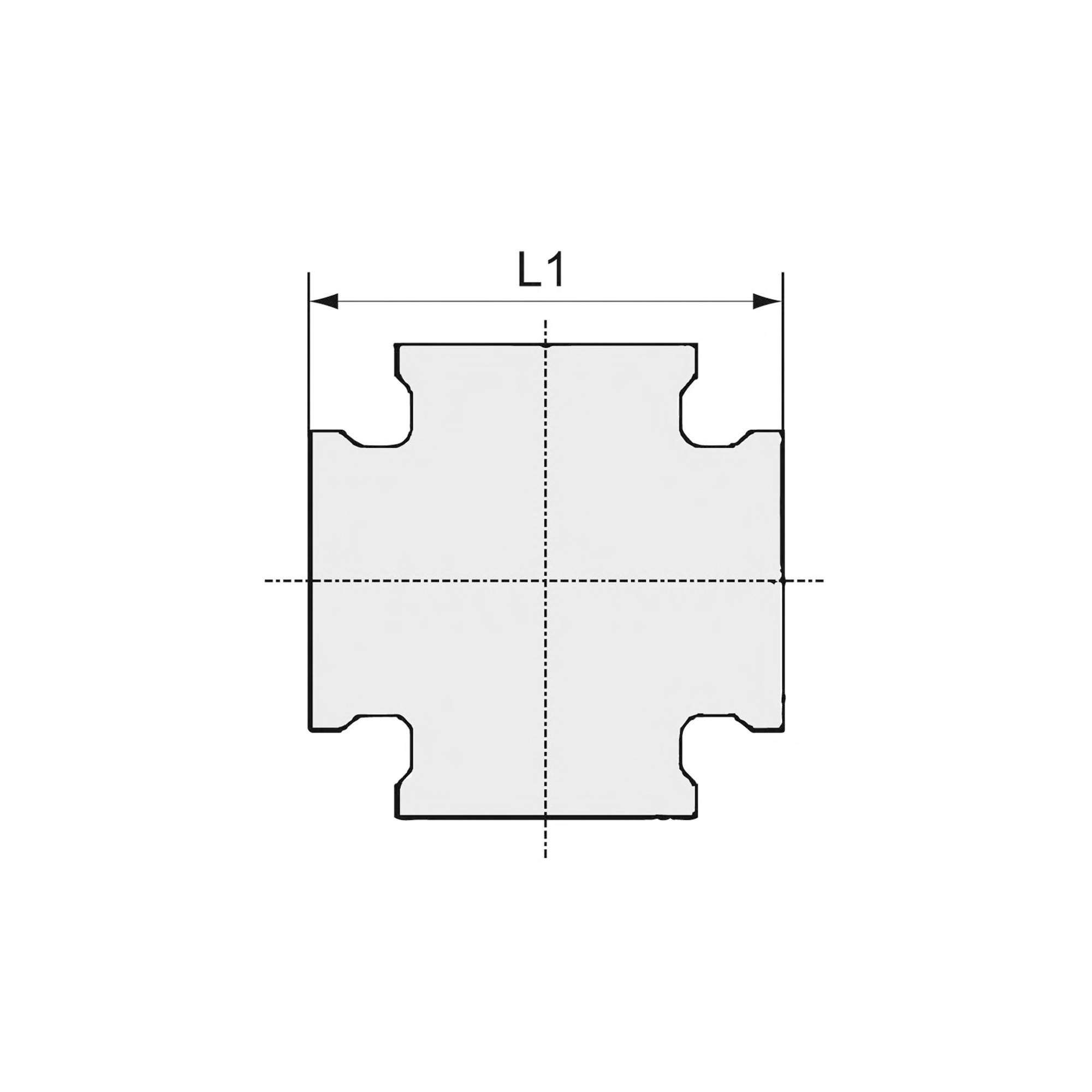 Kreuzstück, 4 x Innengewinde, G 1/2, Druck 16 bar, Messing blank - Riegler 194133