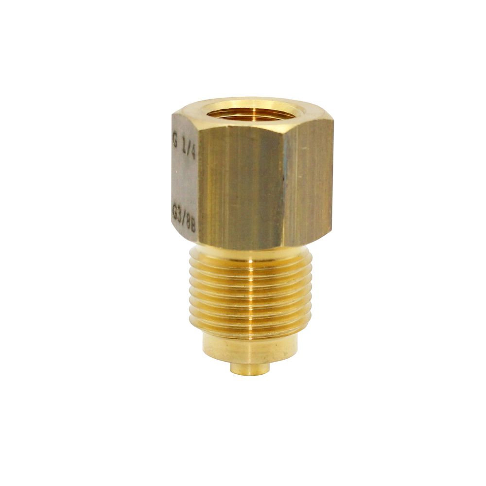 Riegler 102631.Pressure gauge connection nipple brass, G 1/2 bushing, G 3/8 taps