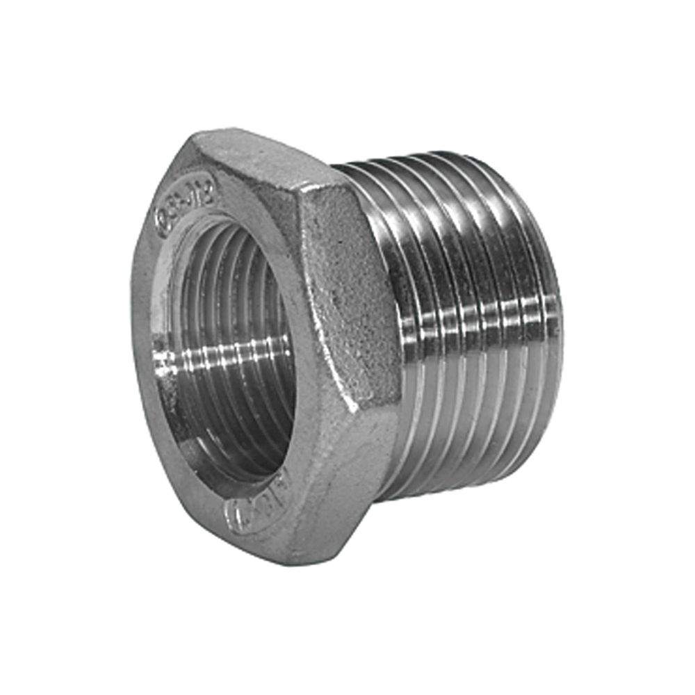 Riegler 111837. Reduziernippel, Sechskant, G 1 a., G 1/2 i., SW 37, ES 1.4408