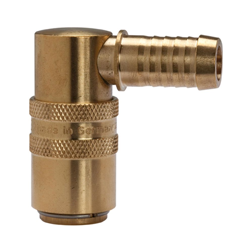 Riegler 107958.Tempered coupling DN 9, Taps 13 mm, Brass, Hose sleeve 90°