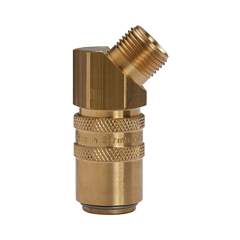 Riegler 107962.Tempered coupling DN 9, ET, Blocking valve, Brass, G 3/8 45°