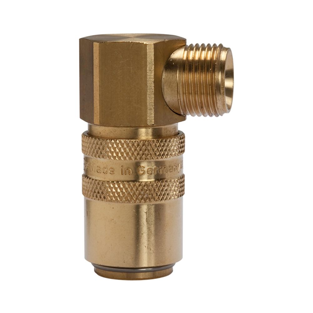 Riegler 107972.Tempered coupling DN 9, Exterior thread, Brass, M16x1.5 90°