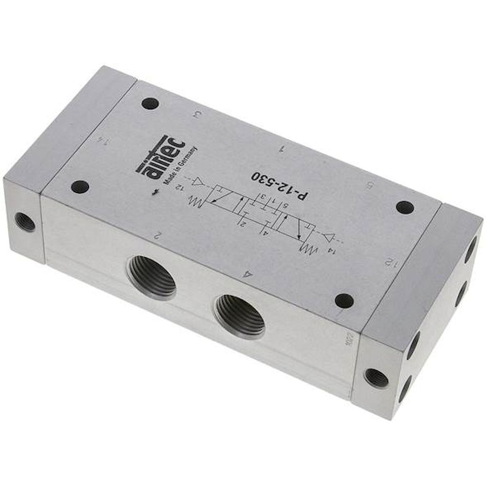Airtec P-12-530-X. 5/3-way pneumatic valve, G 1/2", Centre position closed, ATEX