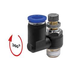 Riegler 153628.Throttle check valve »Blue Series«, Supply air throttle, M5 o.