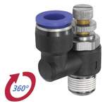Riegler 135986.Throttle check valve »Blue Series«, Supply air throttle, R 3/8 o.
