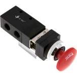 E.MC M 322-S3. 3/2-Wege (NC/NO) Not-Aus-Taster-Ventil, rot, G 1/4"