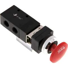 E.MC M 322-S3. 3/2-Wege (NC/NO) Not-Aus-Taster-Ventil, rot, G 1/4"