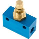 DRVE-14-MS. Block-Flow control silencer, G 1/4", with brass spindle (in aggressive environments)