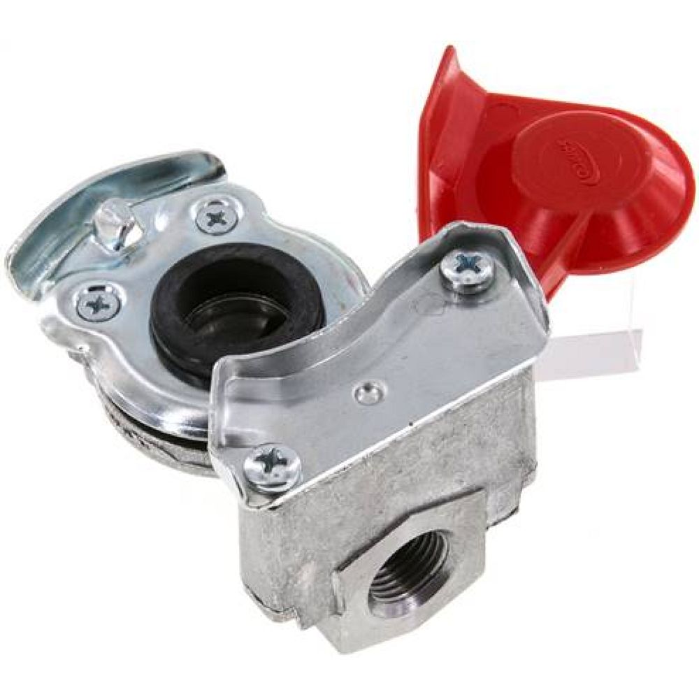 Fahrzeugkupplung M 16x1,5(IG), Vorrat (rot) für Anhänger, DIN 74342 (ohne Ventil)