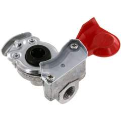 Fahrzeugkupplung M 16x1,5(IG), Vorrat (rot) für Zugmaschinen, DIN 74254 (mit Ventil)