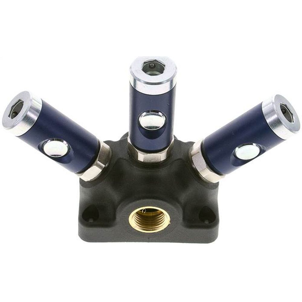 Wanddose mit G 1/2" (IG) und 3 Sicherheits-Druckknopfkupplungsdosen NW7,2