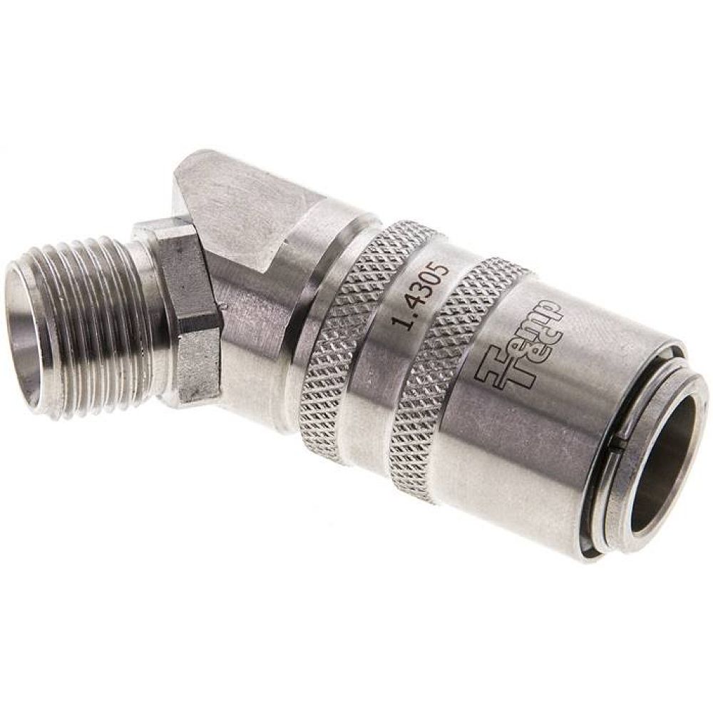 45°-Temperierkupplungsdose 13mm Zapfen,G 3/8"(AG)