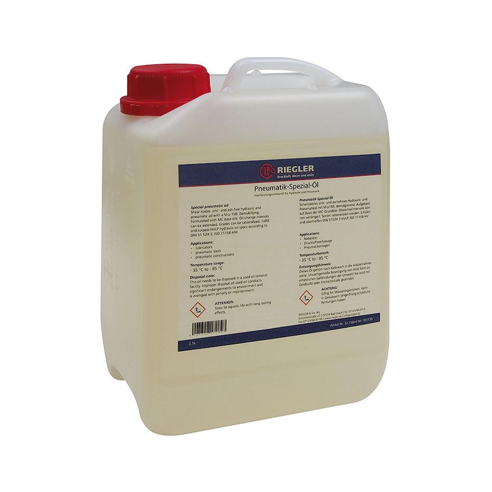 Riegler 101135. Pneumatik-Spezial-Öl, in Kanister 2,5 Liter, inkl. Karton u. Doku