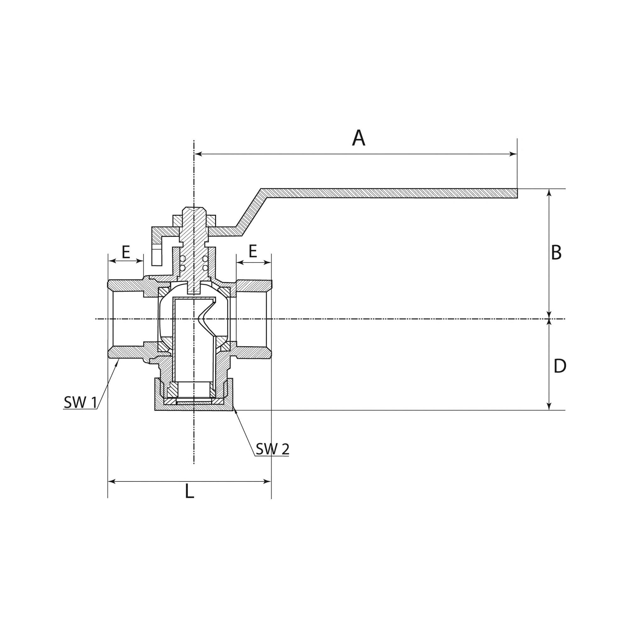 Ball valve with integrated strainer, nickel-plated brass, G 1/2 - Riegler 133554