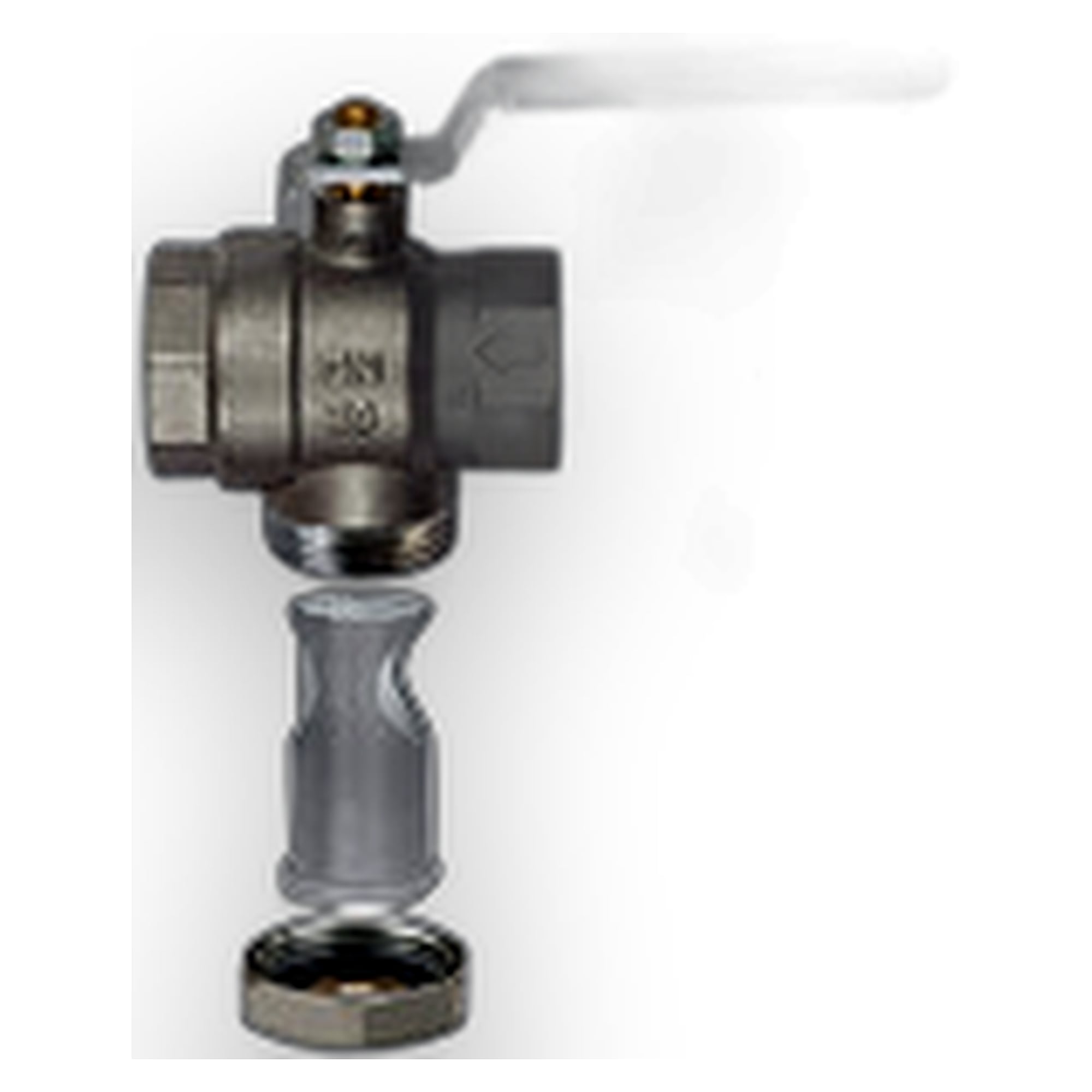Ball valve with integrated strainer, nickel-plated brass - Riegler K814