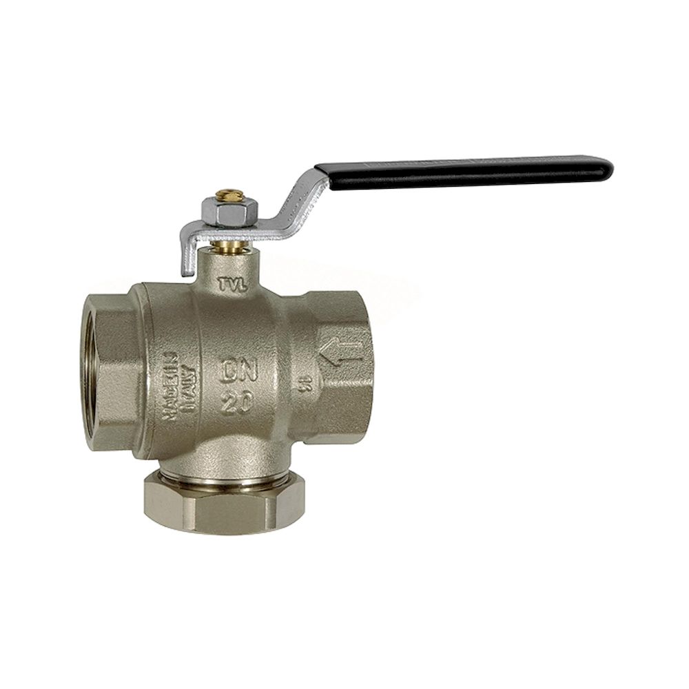 Riegler 133557.Ball valve with integrated strainer, nickel-plated brass, G 1 1/4