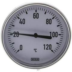 Wika TW 12010060 AL Bimetallthermometer, waagerecht D100/0 bis +120°C/60mm