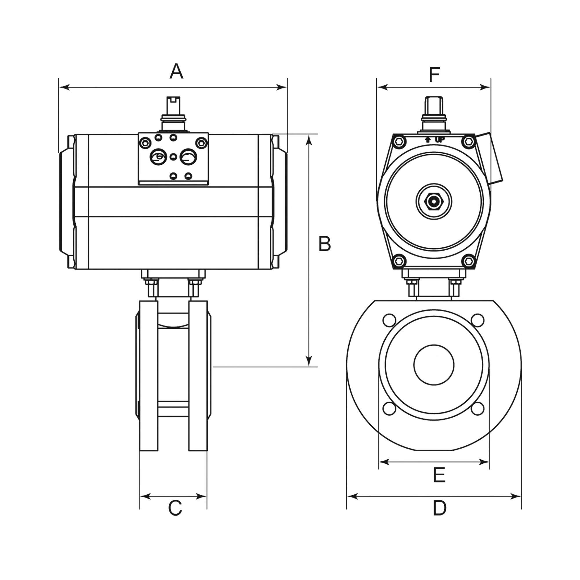 Compact flange ball valve, Pneumat. actuation drive, DN 50 - Riegler 103643