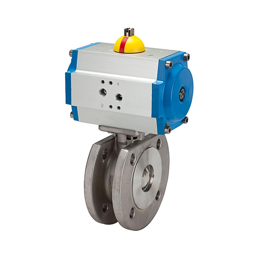 Riegler 103646.Compact flange ball valve, Pneumat. actuation drive, DN 100