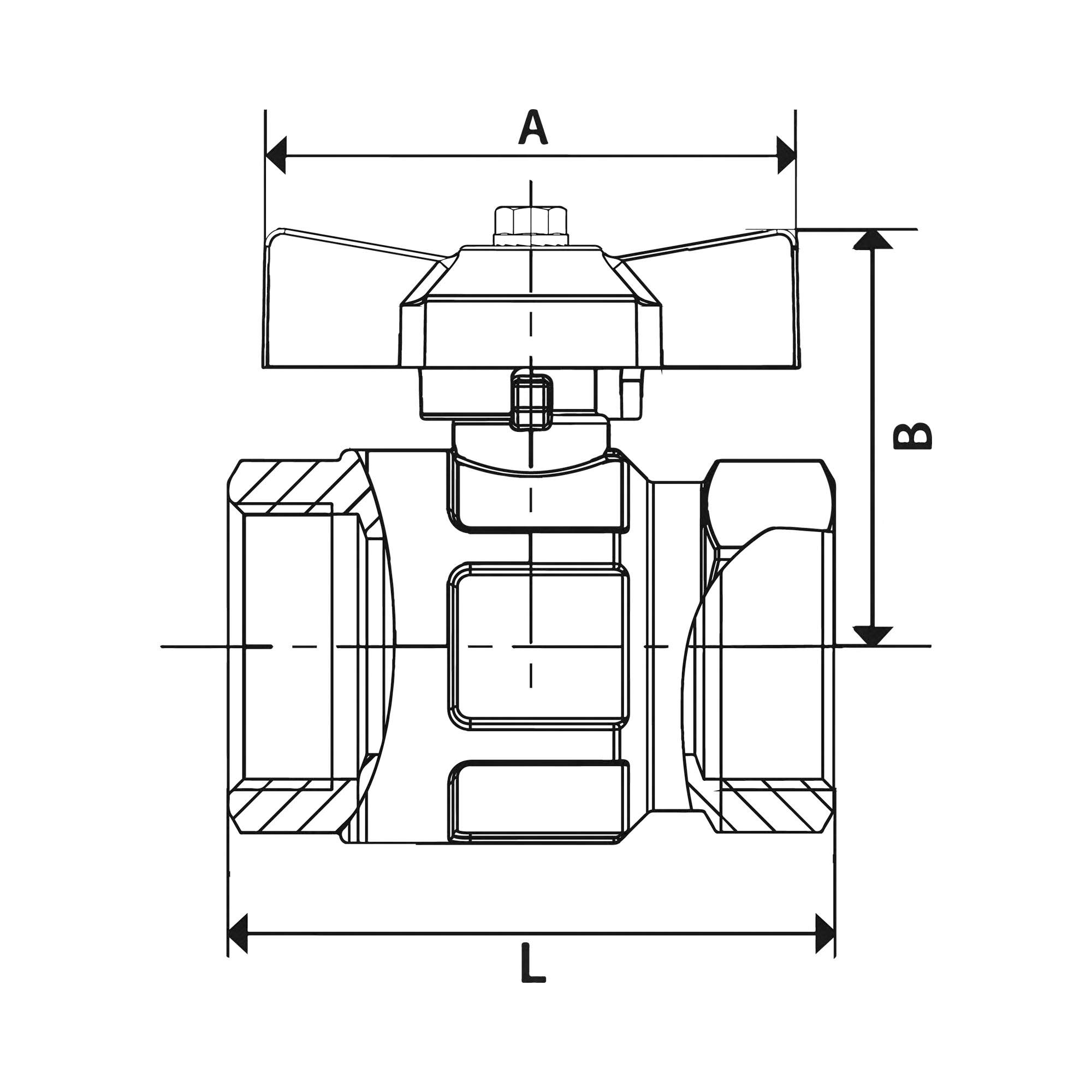 Ball valve EN 331, DVGW, Butterfly handle, IT/IT, Rp 1/4 - Riegler 133187