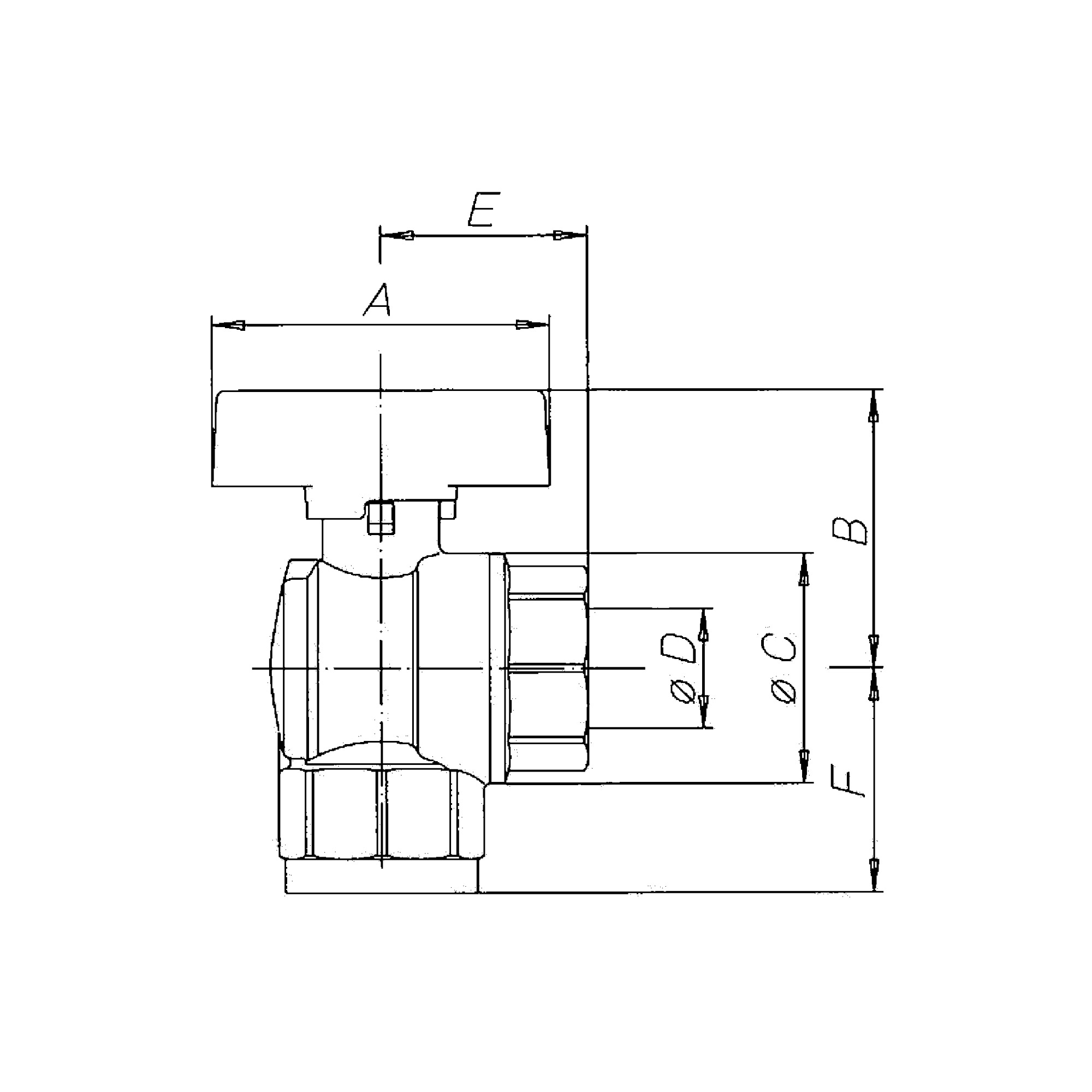 Rectangular ball valve, nickel-plated brass, IT/IT, Rp 1/2 - Riegler 103310