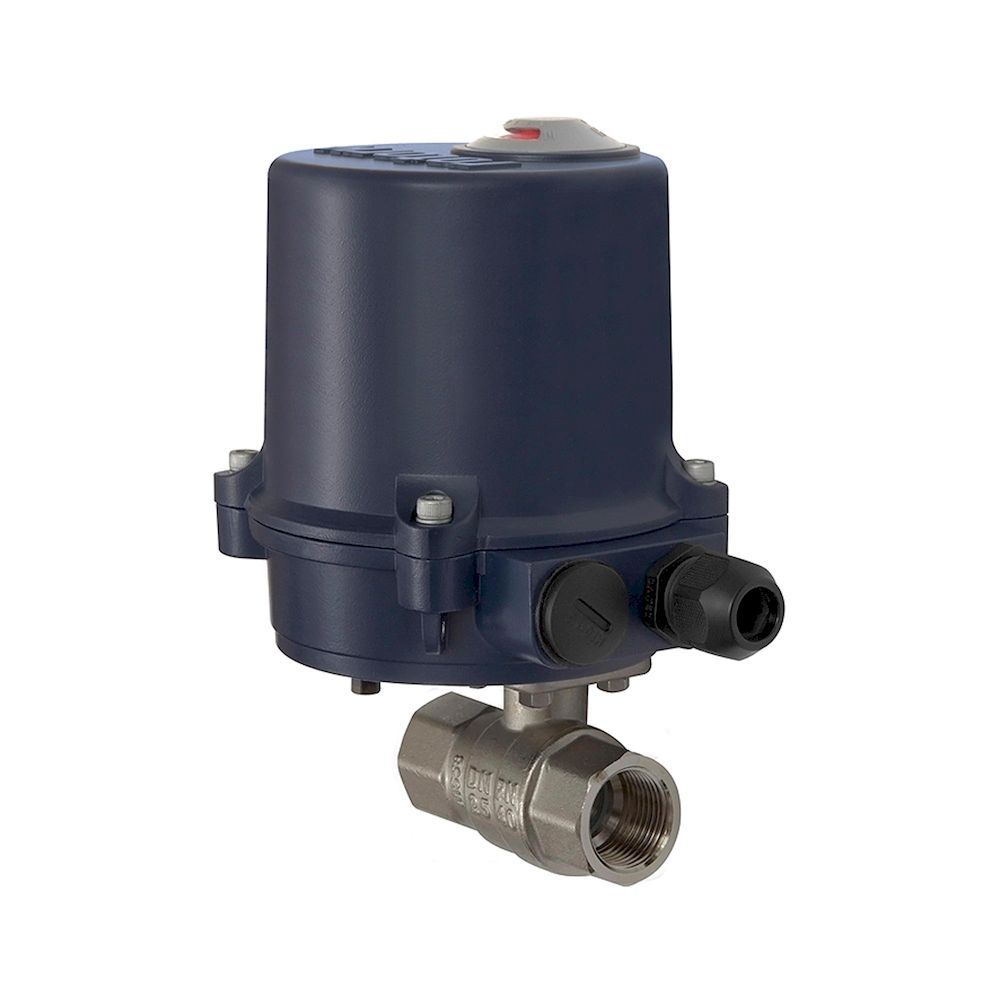 Riegler 103698.Brass ball valve, Elect. actuation drive 230 V AC,50 Hz, Rp 1 1/2