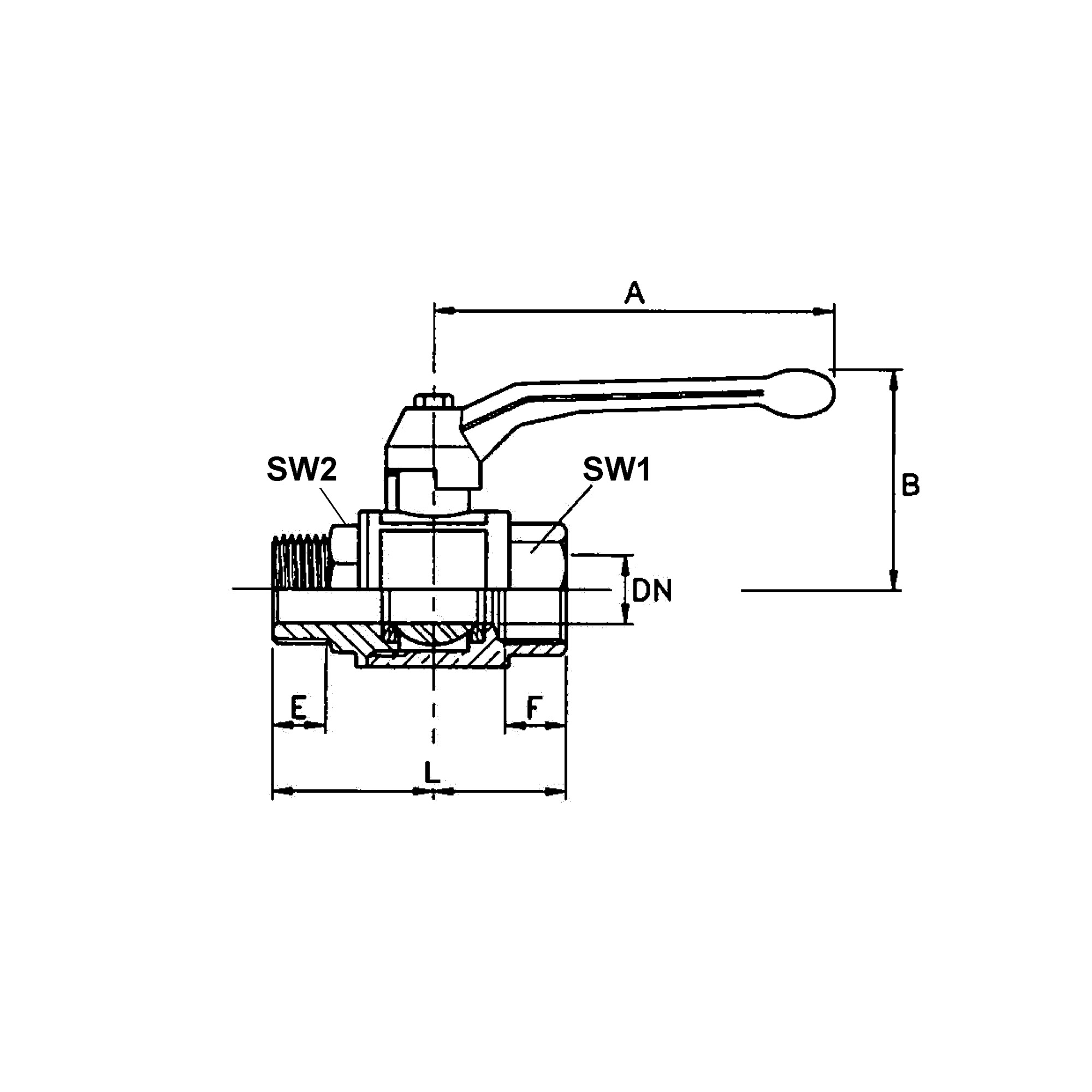 Ball valve heavy duty design, manual lever, IT/ET, G 2 - Riegler 147609
