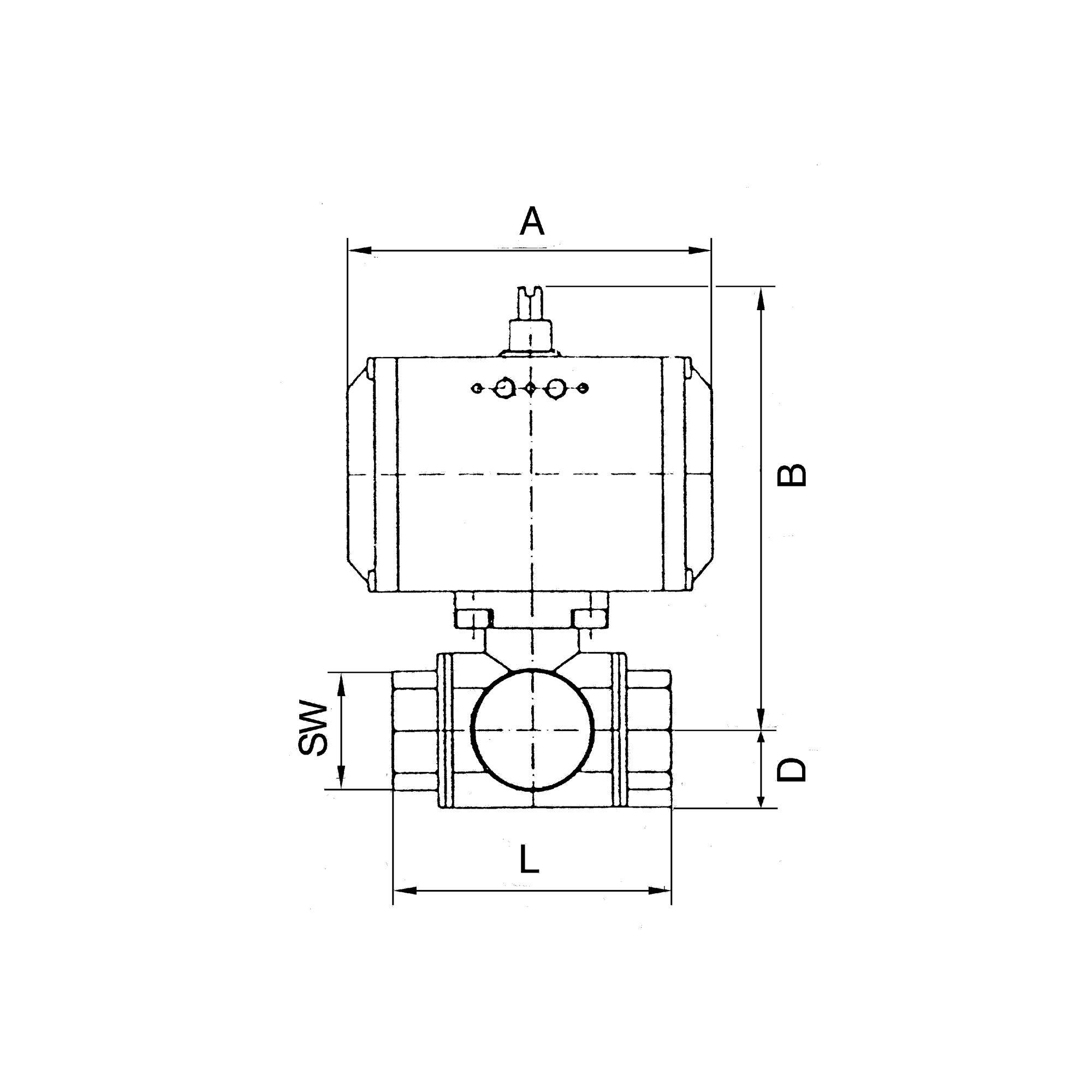 Stainless steel ball valve, Pneumat. actuation drive, Rp 1 - Riegler 103608
