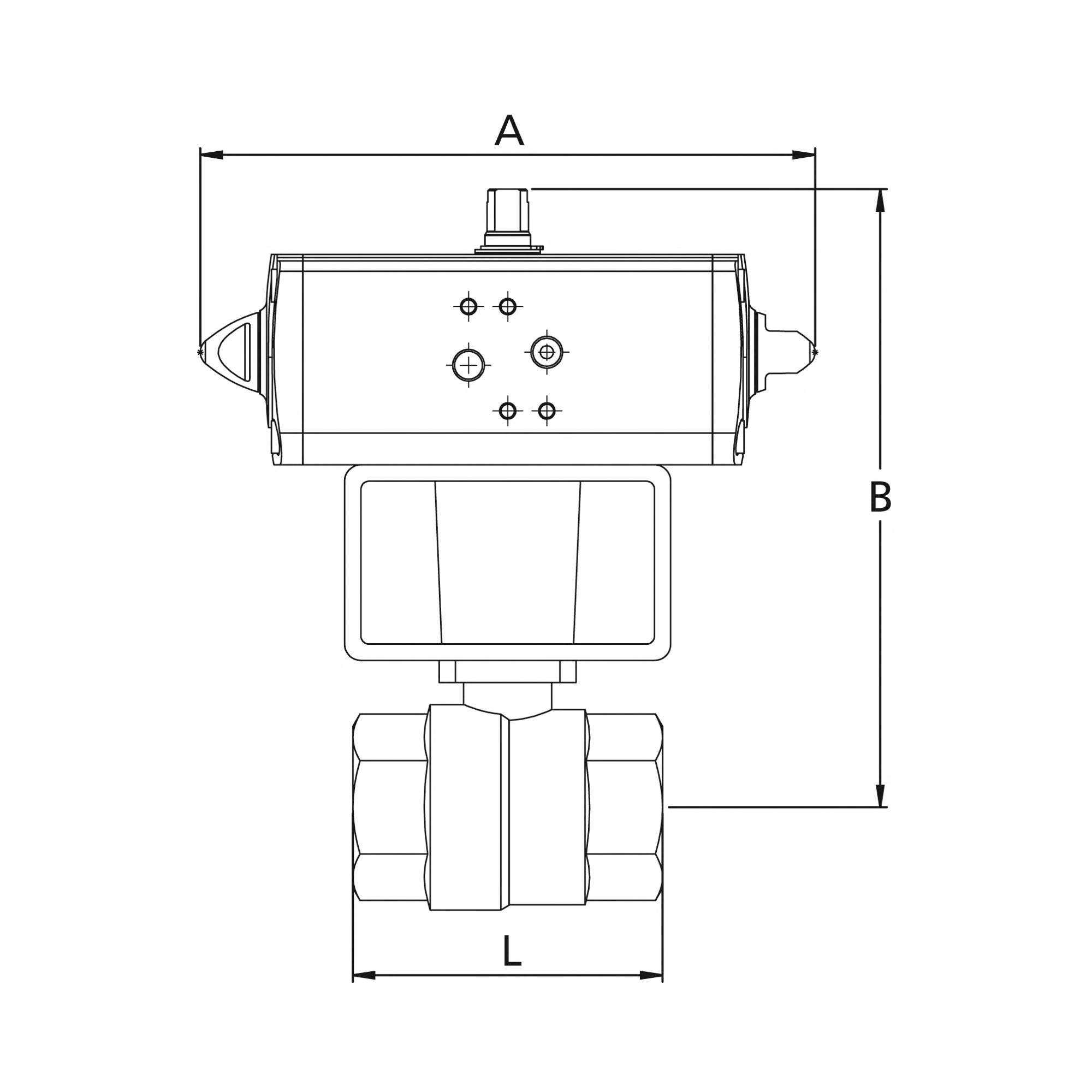 Stainless steel ball valve, Pneumatic actuation drive, Rp 2 - Riegler 158759
