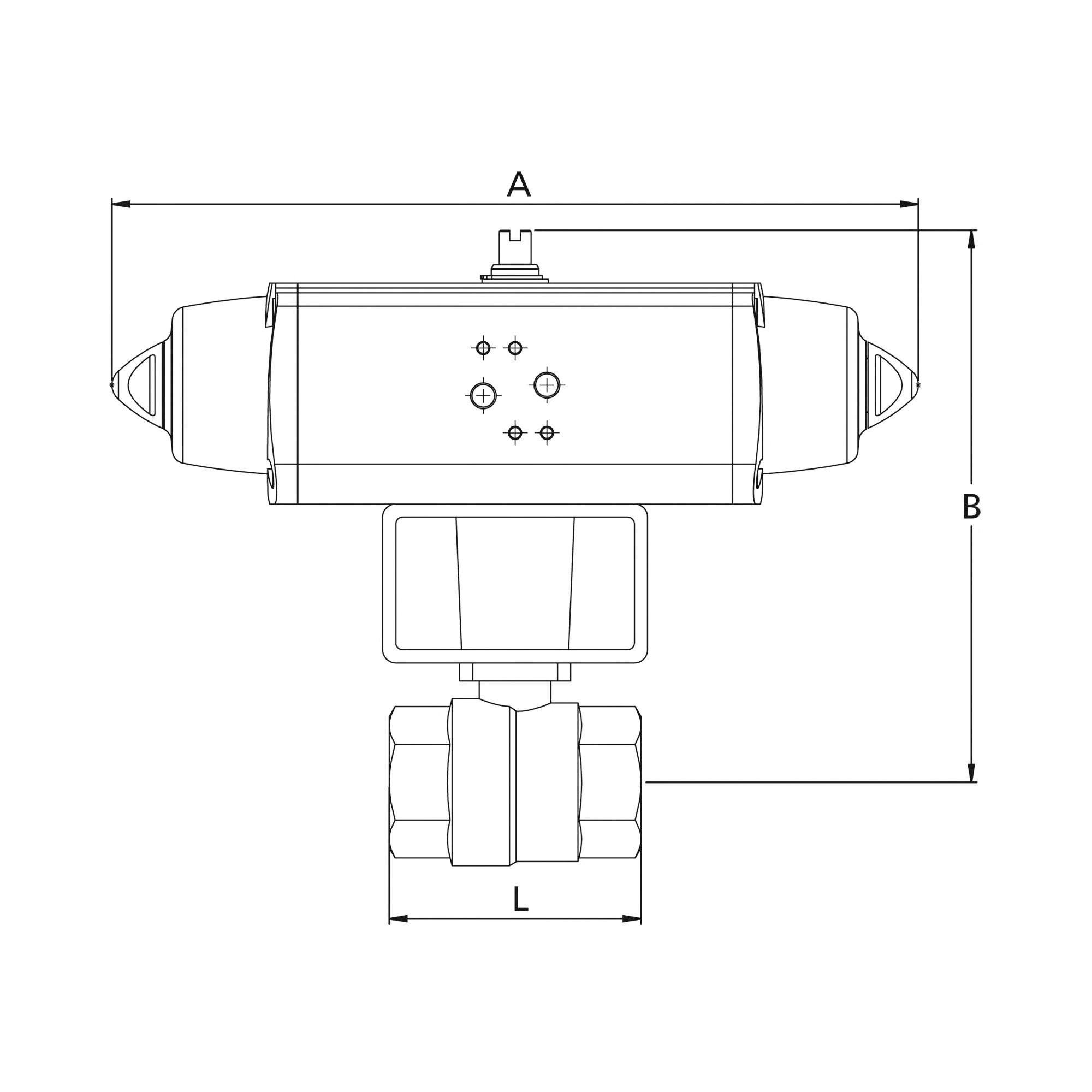 Stainless steel ball valve, Pneumatic actuation drive, Rp 1 - Riegler 158763