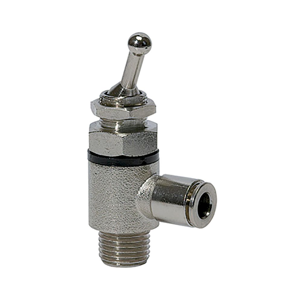 Riegler 107017.2/2-way toggle lever valve, both sides, Push-in connector, G 1/8