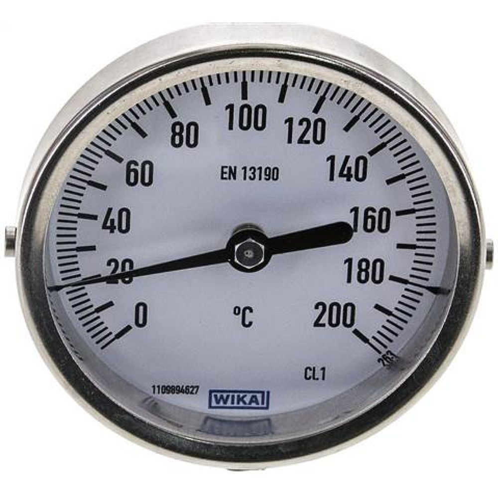 Wika TW 2008063 Bimetallthermometer, waagerecht D80/0 bis +200°C/63mm