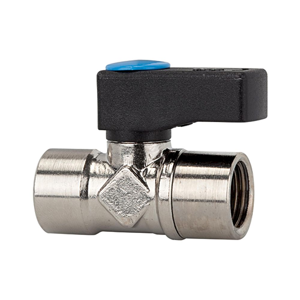 Riegler 103319.Mini ball valve, Rotating handle, nickel-plated brass, G 1/8 IT