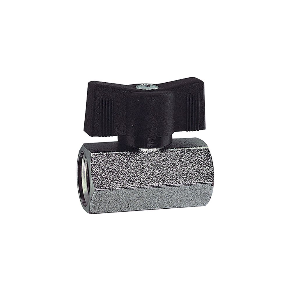 Riegler 103329.Mini ball valve nickel-plated brass, Butterfly handle, G 1/2 IT