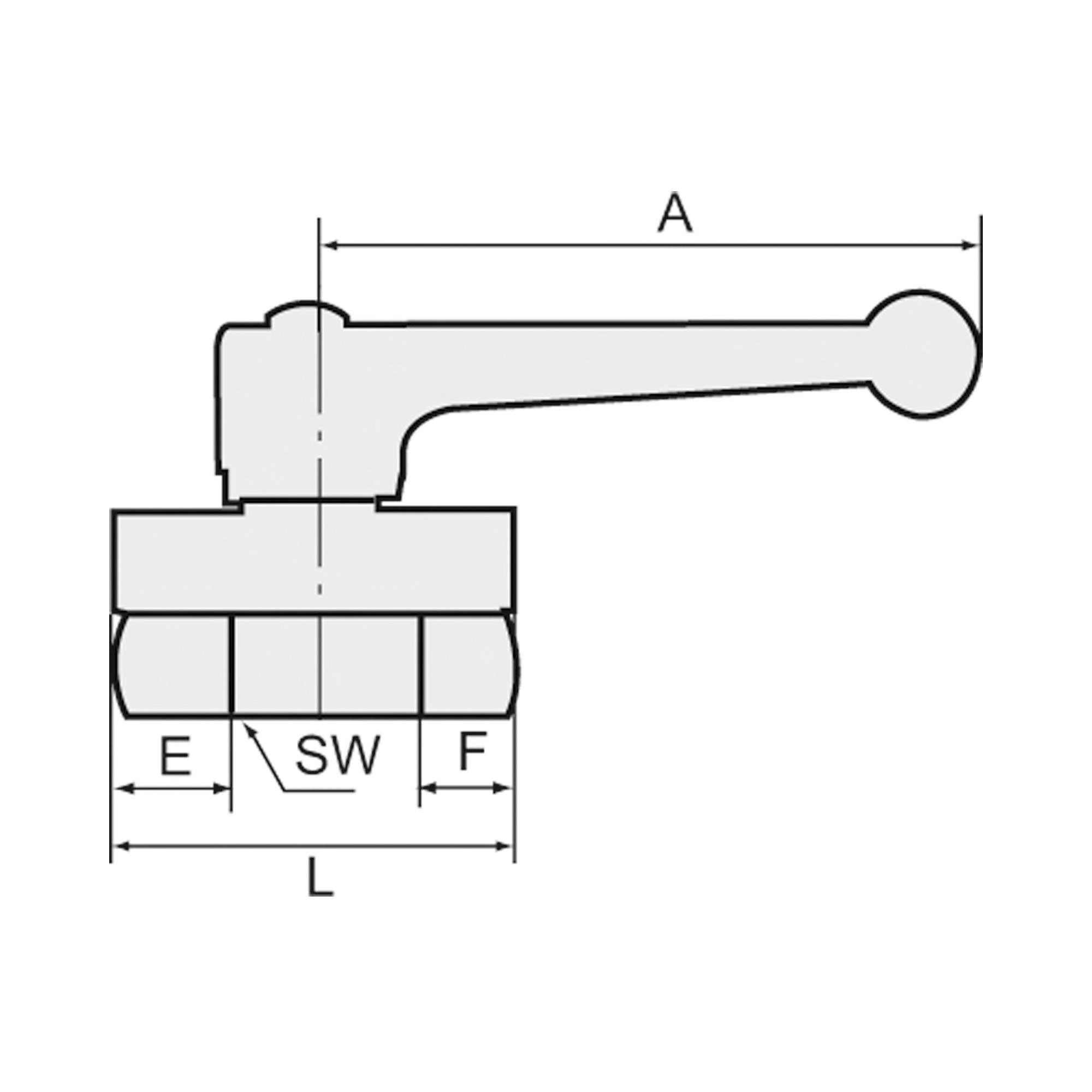 Mini ball valve, Sand blasted, Manual lever, G 1/4 IT - Riegler 103333