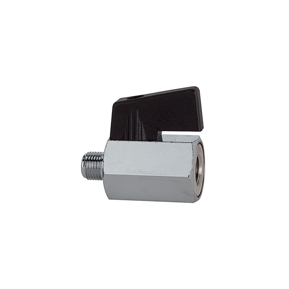 Riegler 103343.Mini ball valve, Smooth surface nickel-plated brass G1/8IT/ET DN8