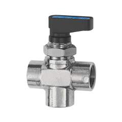 Riegler 103363.3-way mini ball valve, L-hole, Brass chrome plated, G 1/8 IT