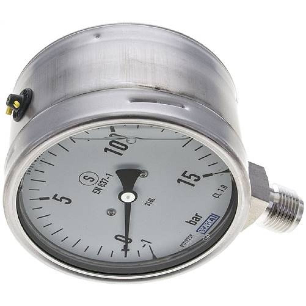 Wika MSS -115100 GLY ES Gly.-Sicherheits-Manometer senkrecht,100mm, -1 bis 15 bar