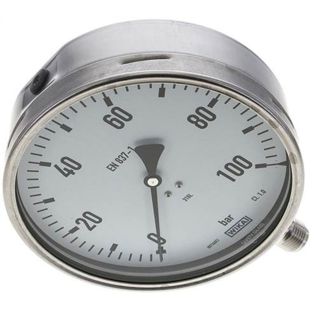 Wika MS 100160 ES Chemie-Manometer senkrecht, 160mm, 0-100 bar