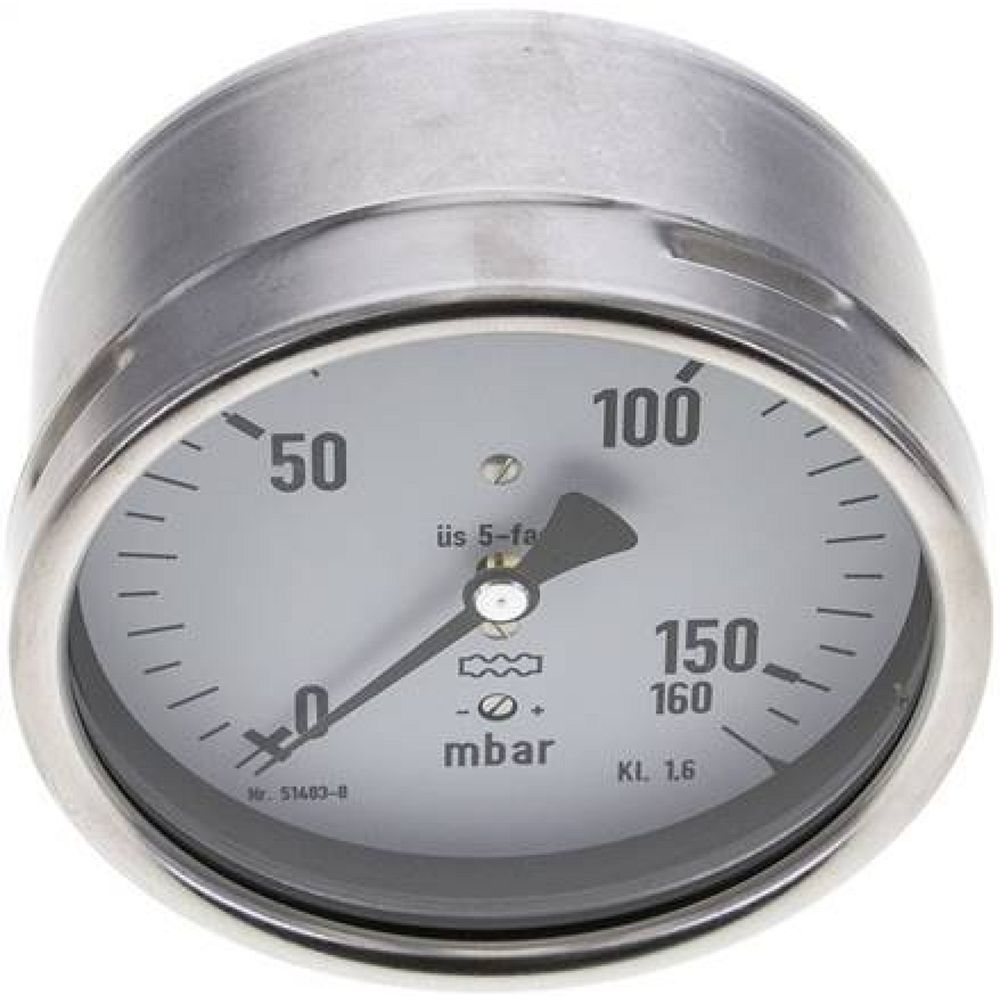 MW 160100 MB5CR ** Manometer waagerecht 100mm, 0-160 mbar, G 1/2"