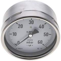 MW 60100 MB10CR Manometer waagerecht 100mm, 0-60 mbar, G 1/2"