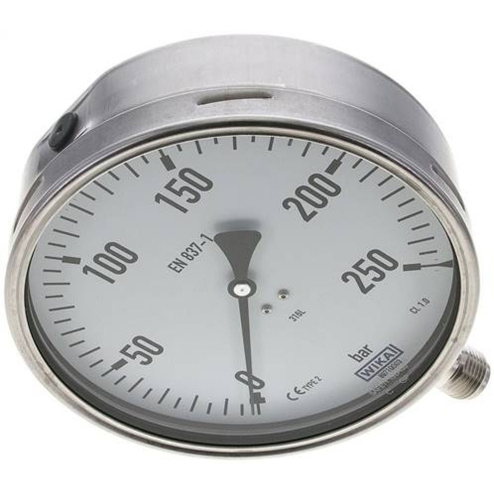 Wika MS 250160 ES Chemie-Manometer senkrecht, 160mm, 0-250 bar