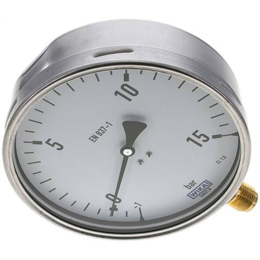 Wika MS -115160 CR Manometer senkrecht (CrNi/Ms), 160mm, -1 bis 15 bar