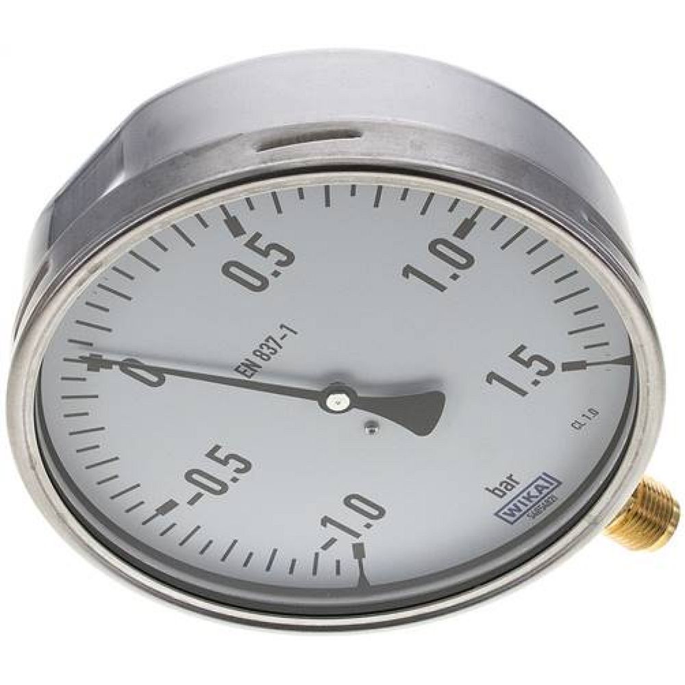 Wika MS -11,5160 CR Manometer senkrecht (CrNi/Ms), 160mm, -1 bis 1,5 bar