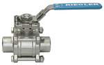 Riegler 103460.Stainless steel ball valve, weld-on studs, for tube O.D. 42.4 mm