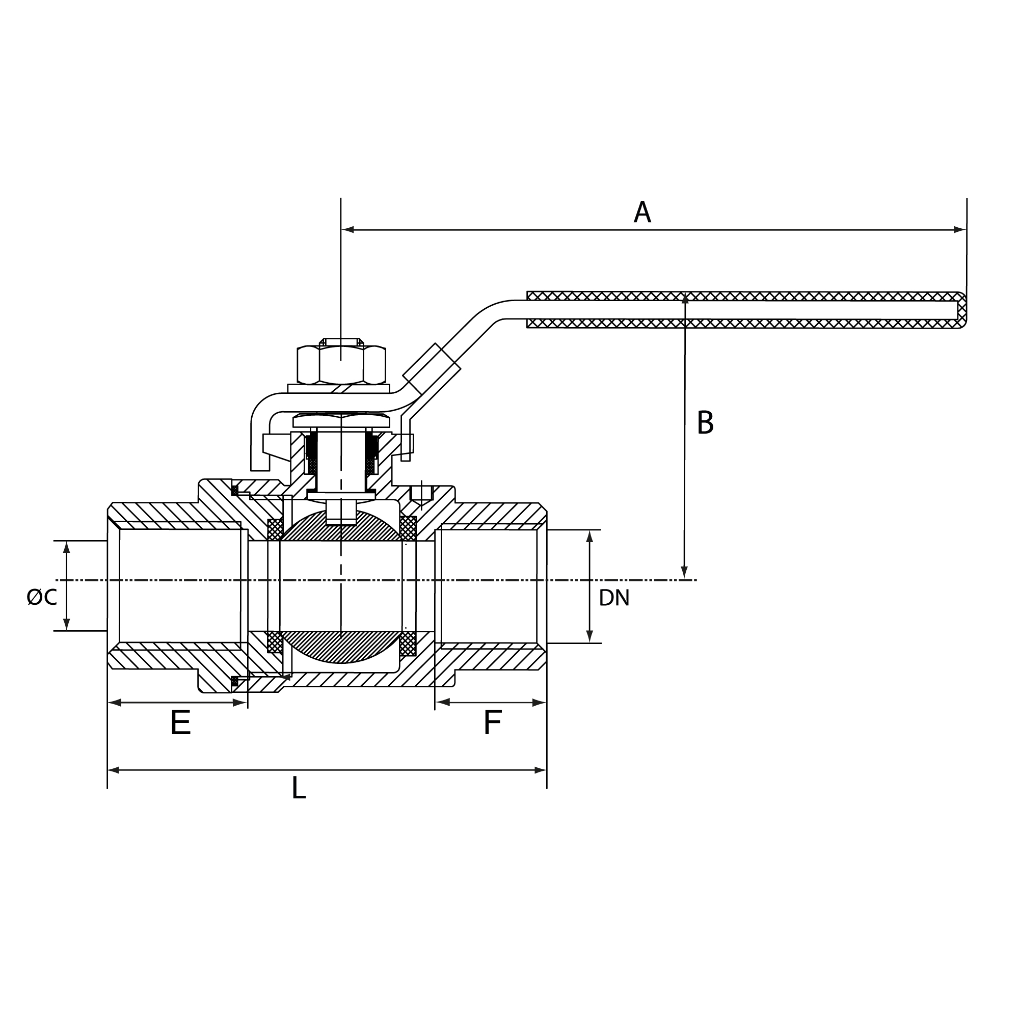 Stainless steel ball valve, length acc. to DIN 3202-M3, G 2 - Riegler 135358