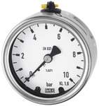 Riegler 101202.Pressure gauge, CrNi steel, rear centric, G 1/4, 0 - 16 bar, Ø 63