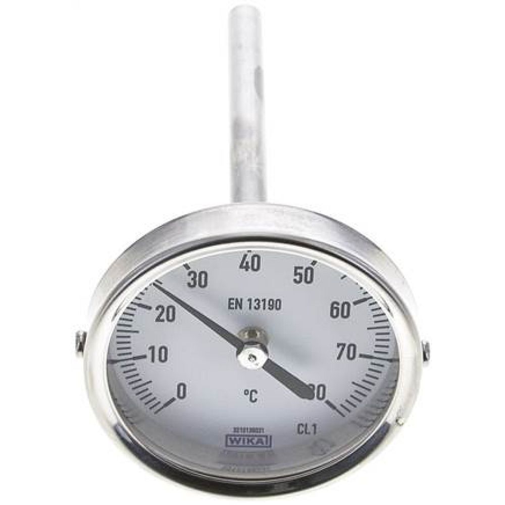 Wika TWT 8063100 ES Bimetallthermometer, waagerecht D63/0 bis +80°C/100mm