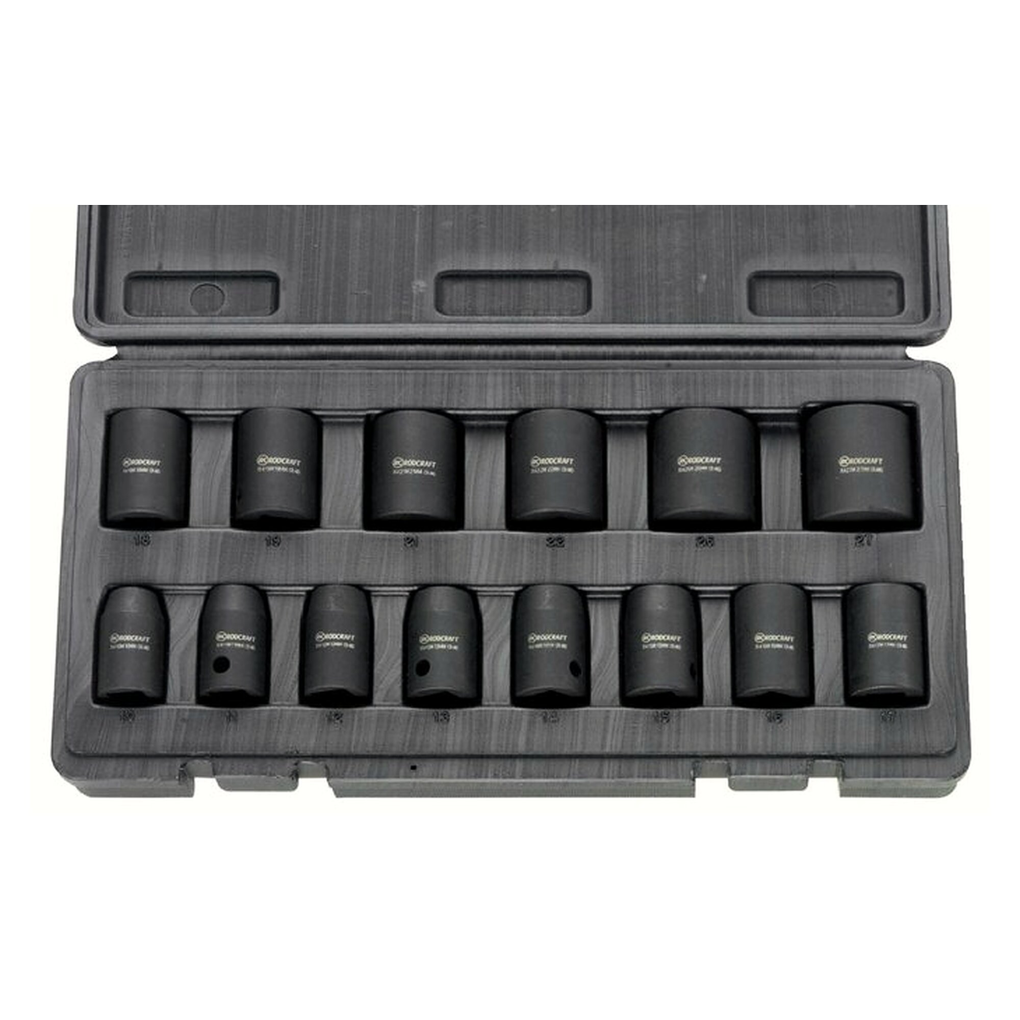 14-part impact socket-set (SW 10-27) in plastic case, 1/2" (12.5 mm)