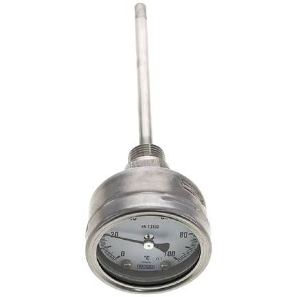 Wika TW 10063160 ES Bimetallthermometer, waagerecht D63/0 bis +100°C/160mm